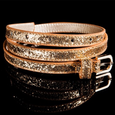 Trendy belt with glitter Browngold